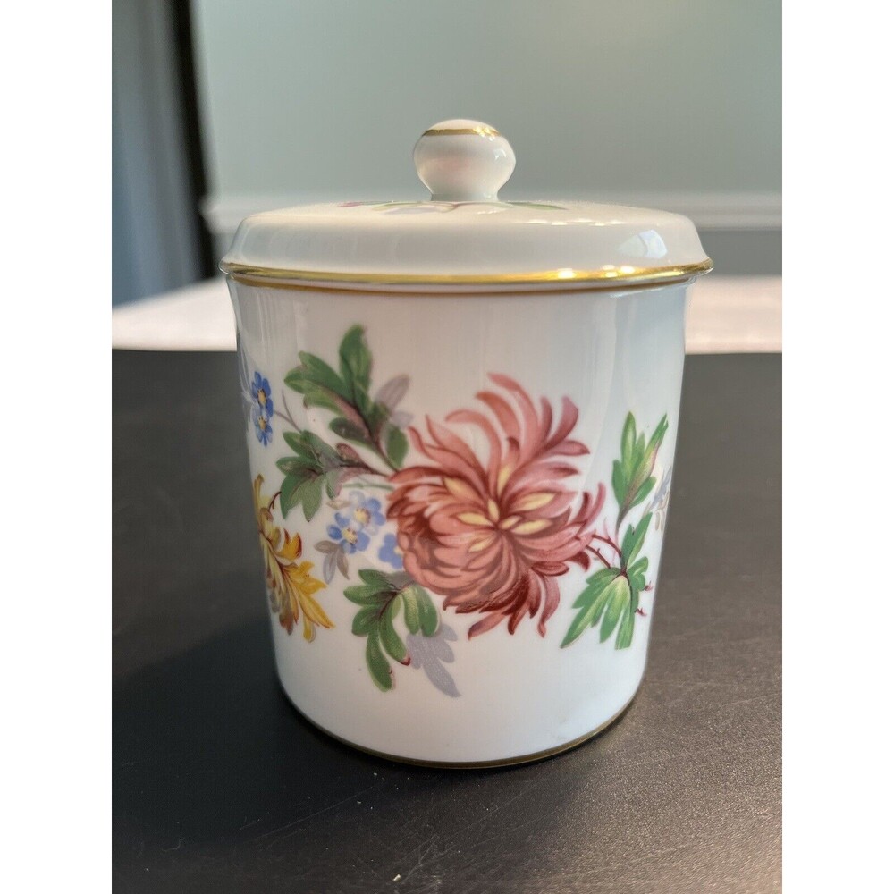 Hammersley “August Glory” Flowers Lidded Vanity Condiment Jar England